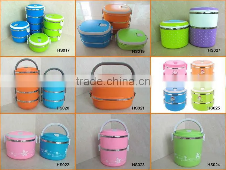 HS018 17cm Plastic And Stainless Steel Combination Lunch Box
