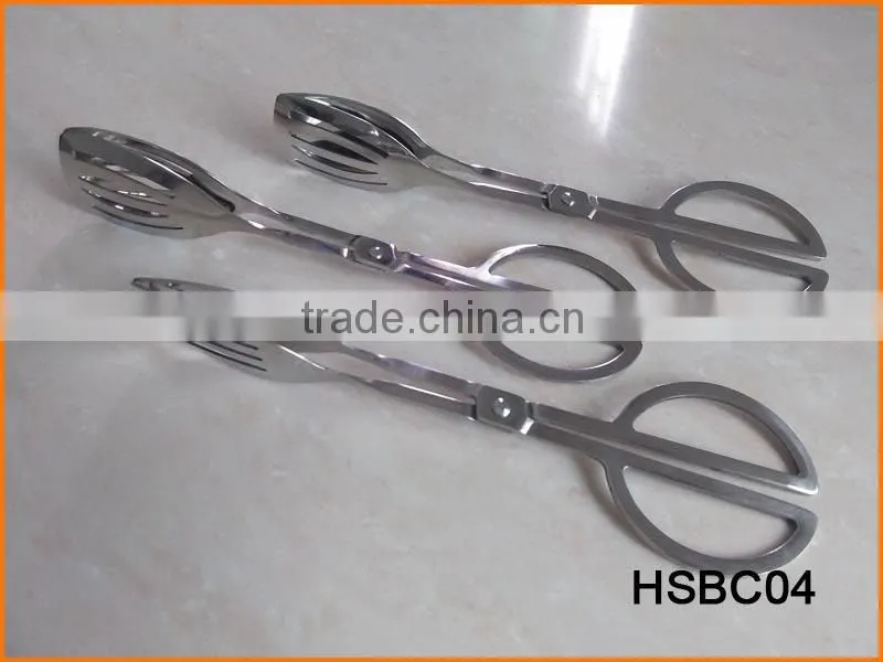HSBC04 Stainless Steel Scissors Shape Food Tongs