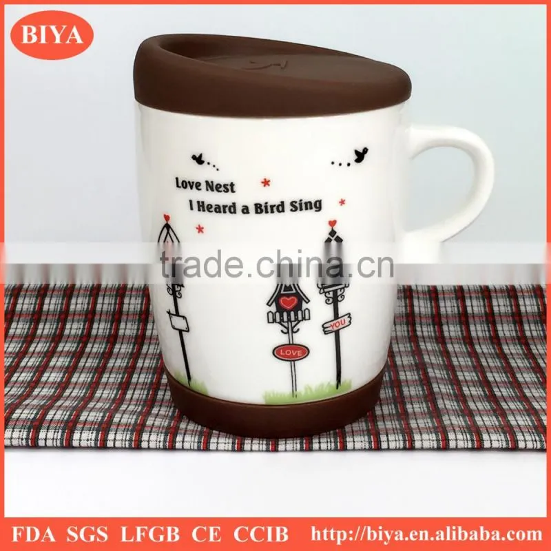 silicone mug covers ceramic cup and mug with silicone lid and bottom with handle mug and decal