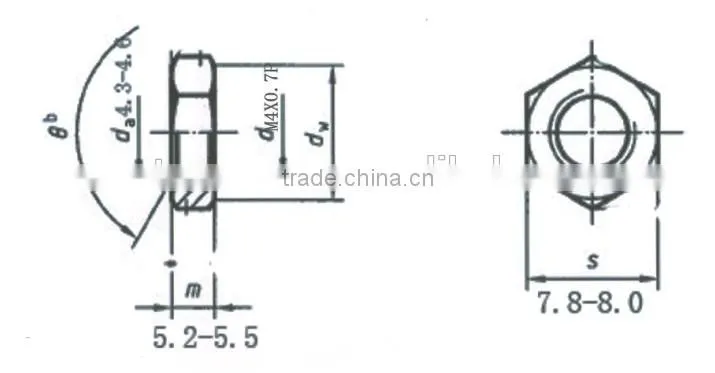 hex thick nut m4x0.7