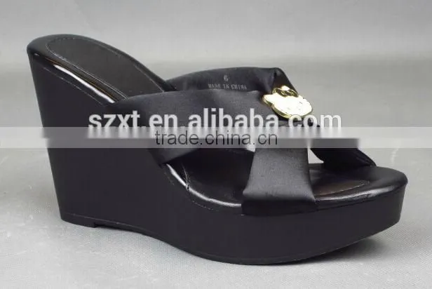 Guangdong shoes wholesale women PU sole wedge sandals slipper