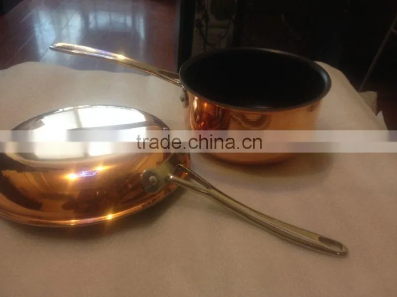 Copper Aluminum Non-stick Double 2 Layers Cookware Set Cooking Milk Pot Saucepan Long S/S Handle