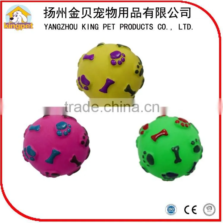 Eco friendly squeaky color rubber vinyl ball dog toy with sounding