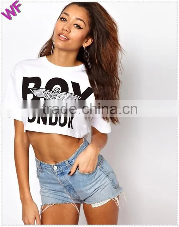 2015 Custom printing T-shirt ,100% Cotton O neck crop t shirts , printed t shirt women t-shirt wholesale China t shirt printing
