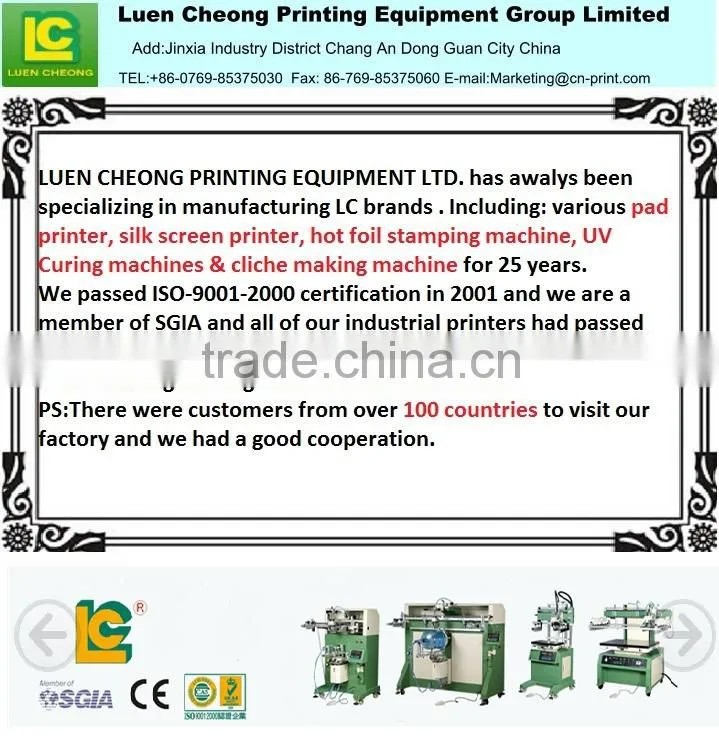 Dongguan big size glasses photographer screen printing machine LC-1200PL