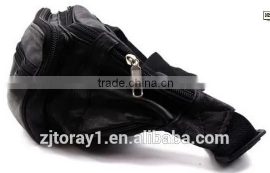New design soft leather men waist bag first class price