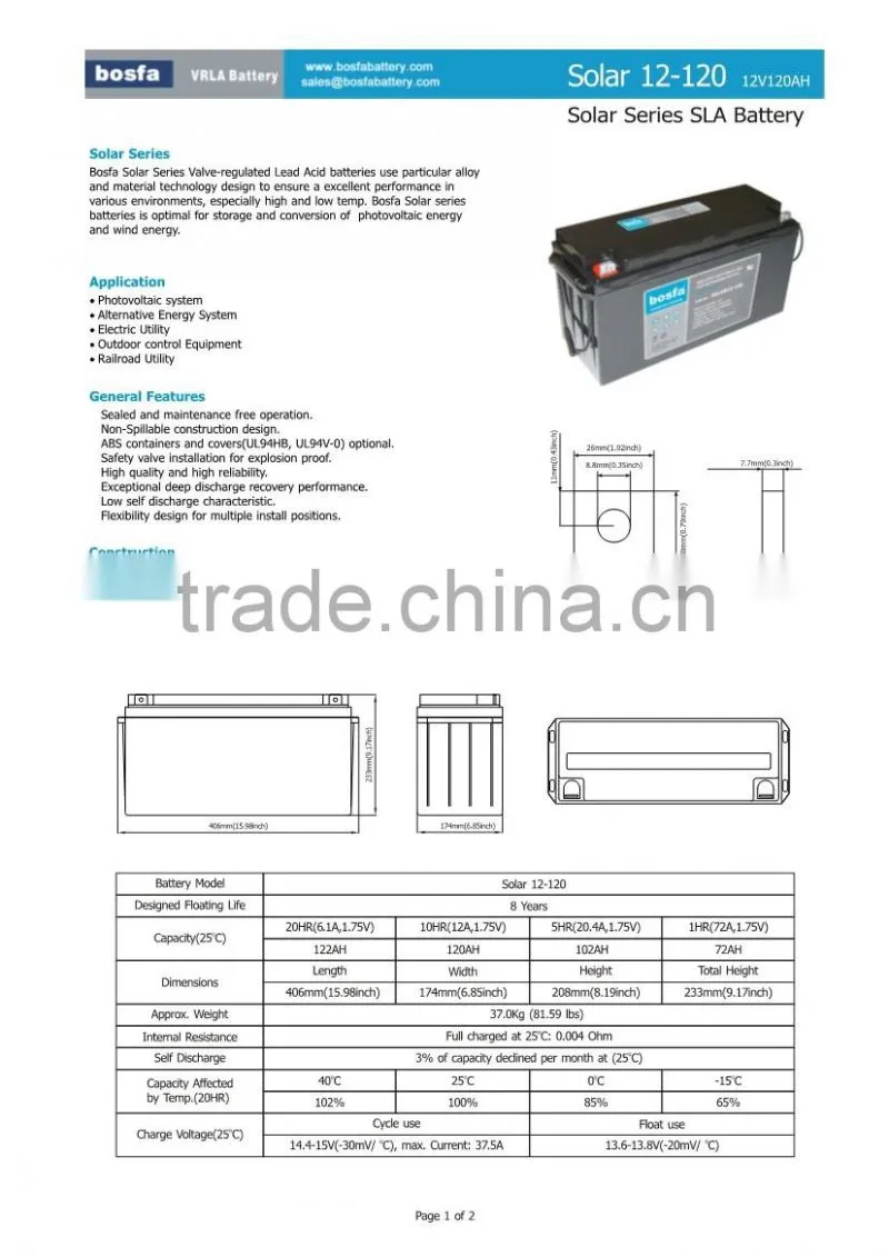 12v120ah sla solar storage battery 12v 120ah