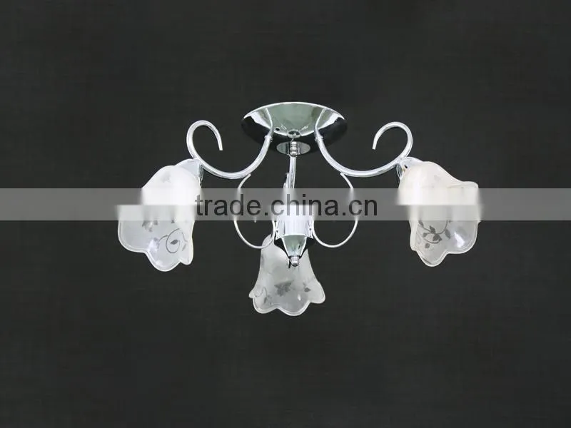 Unique design ceiling lamp with glass flower decoration