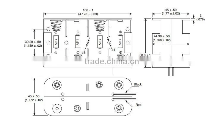 BH281 Battery holder , 8 C Battery Holder with Leads,battery holder,back to back battery holder
