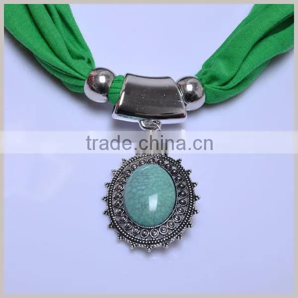 Oval Turquoise Stone Pendant Slide Scarf