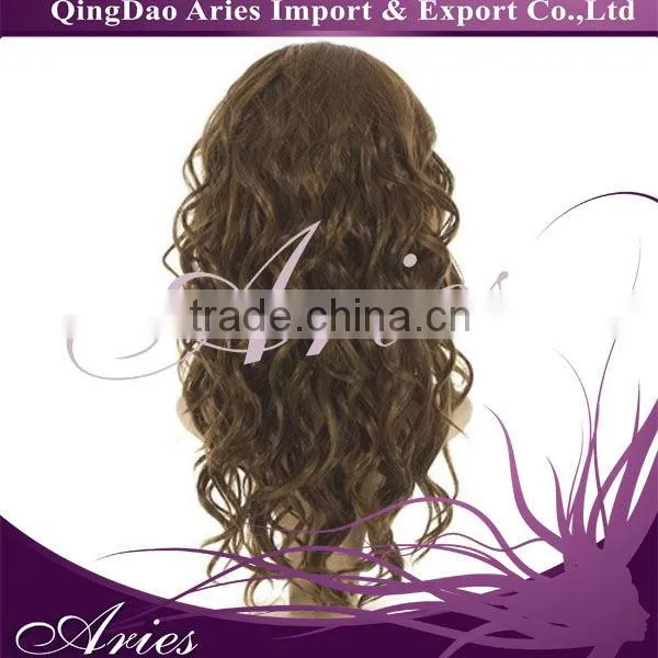 LONG WAVY LACE FRONT WIG SYNTHETIC HAIR OMBRE BLACK AND GRAY COLOR