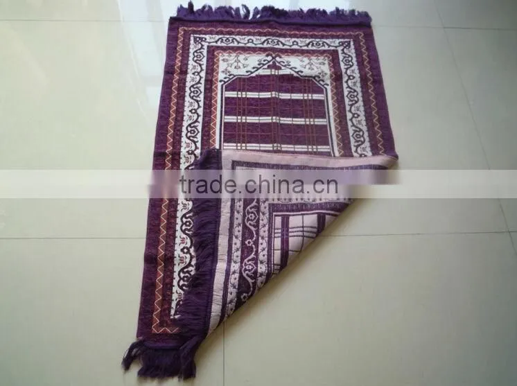 BT-804 new design polyester muslim prayer rugs with bag muslim carpet