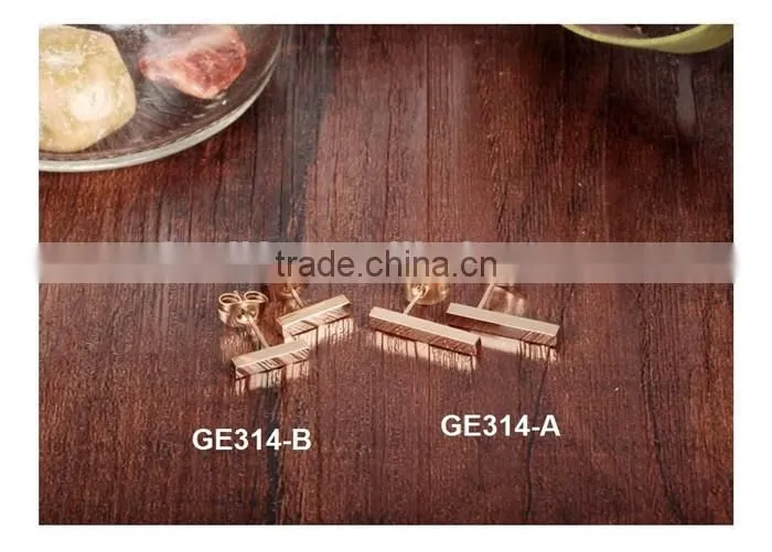 stainelss steel rose gold clip rectangle earring imported from china