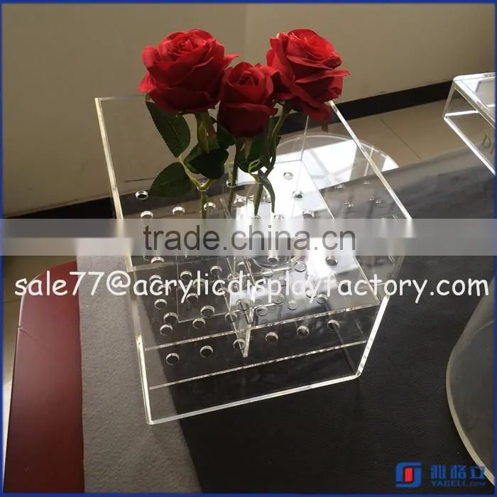 square acrylic box for flower packing, newest design cube box, custom made clear acrylic