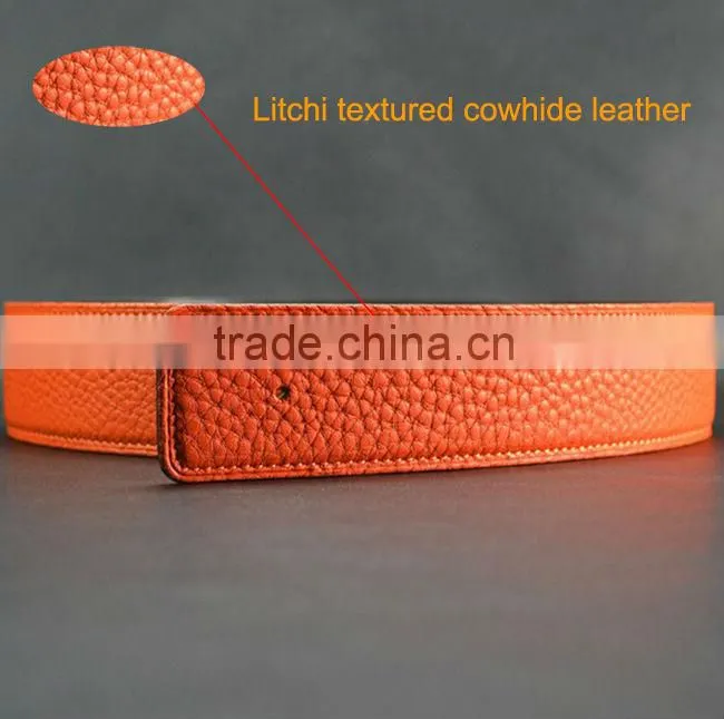 All colors litchi textured both side genuine cowhide leather straps for sale
