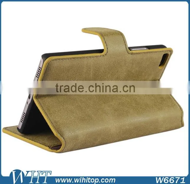 2015 Matte Retro Leather Case for Huawei P8 with Business Card Slot