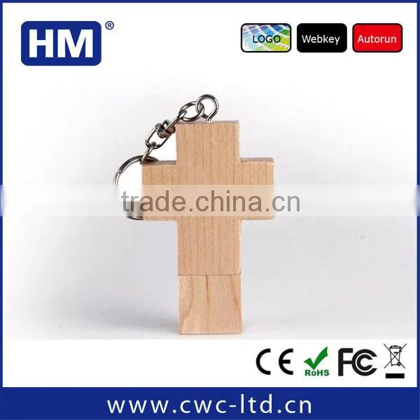 alibaba bulk cheap pendrive logo solution promotion gift cross shape usb flash drive, wood usb stick