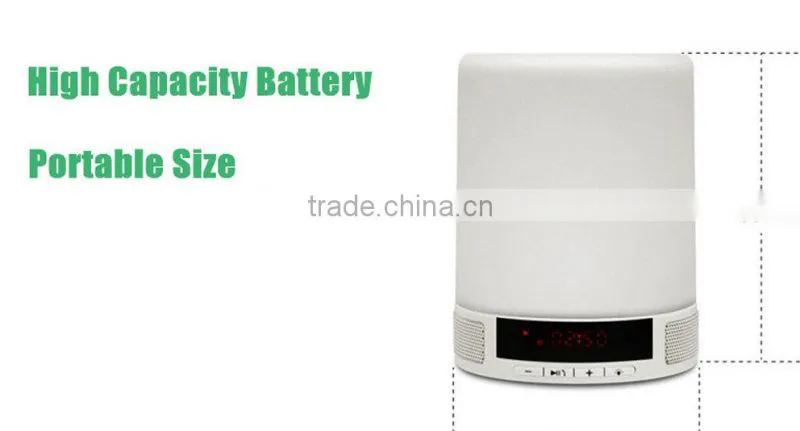 New trend hot bedroom product touch control led lamp blueooth speaker with LED screen clock display and alarm clock function