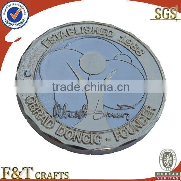Custom metal fake gold souvenir coin with flower