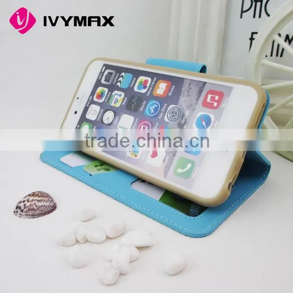Leather wallet case for apple iphone 6 cellphone case accessory