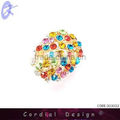 2014 Newest Design Fashion Jewelry Color Rhinestone Gold Rings For Man