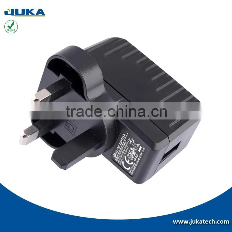 UK 3pin plug ac dc power adapter 5v 1.5a usb charger adapter with CE GS approval