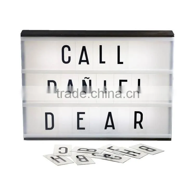 LED white shell cinematic light box with letters