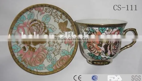 Promotional ceramic wholesale colorful cup and saucer