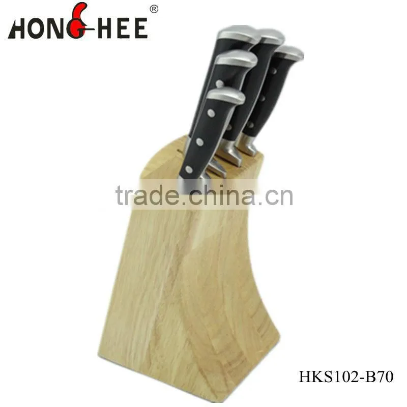 OEM Pipe Shape 5pcs Wooden Block Kitchen Knife
