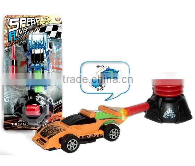 Plastic air pressure racing car toy