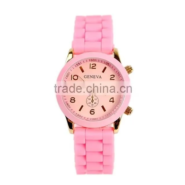 analog japan movement silicone fancy ladies geneva watch