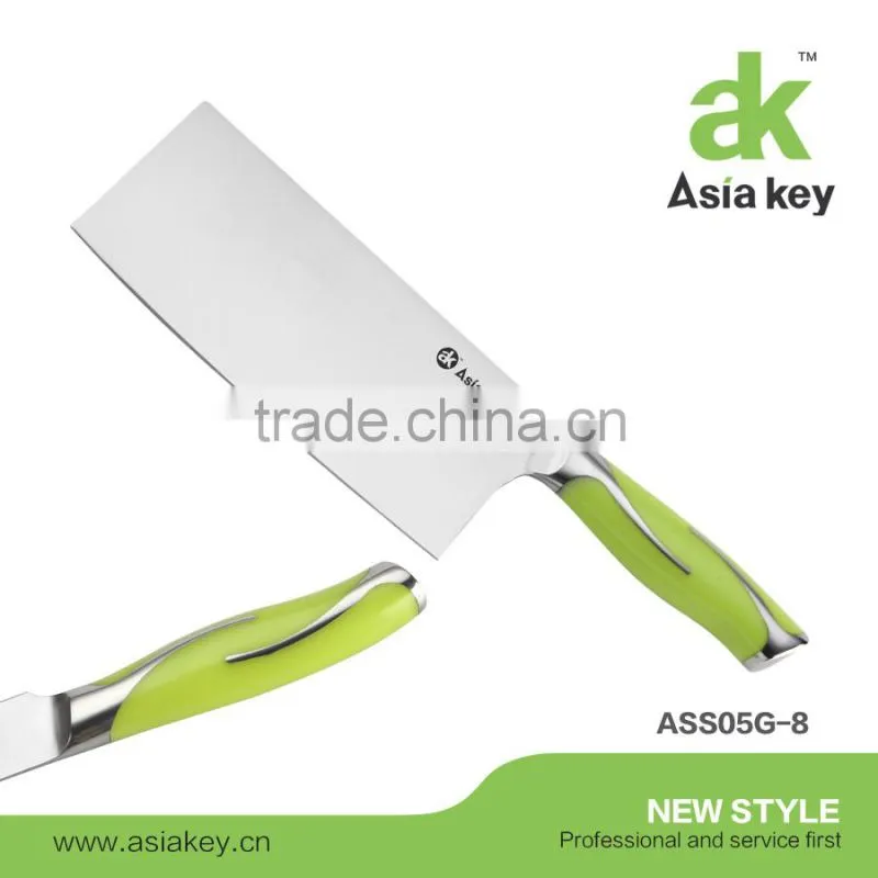 New arrival kitchen knife set,green ABS handle,acrylic block