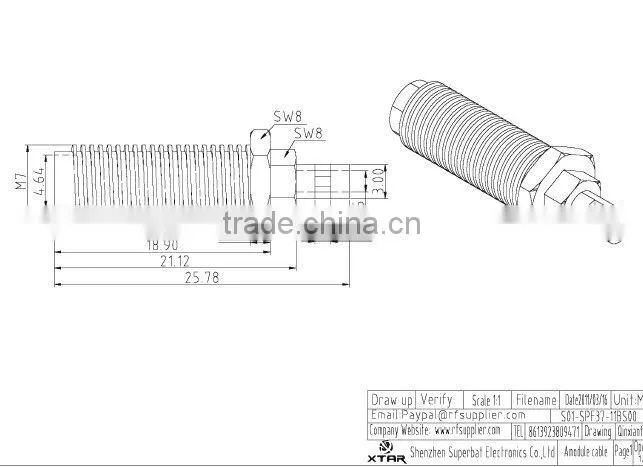 rf coaxial sma-female connector crimp attachment for 1.37 1.13