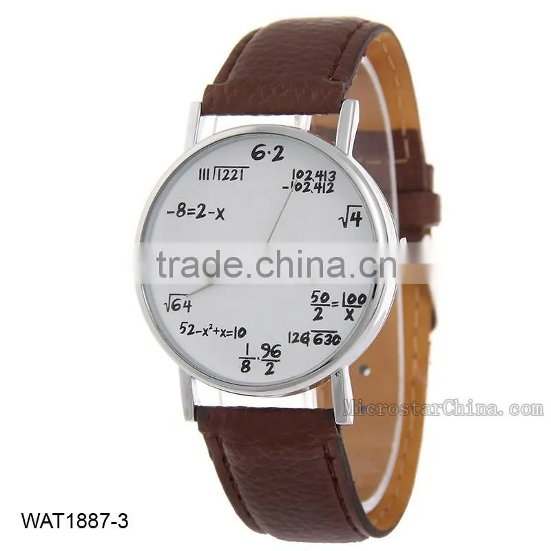 Creative Personalized Mathematical Formula Pink Leather Wrist Watch