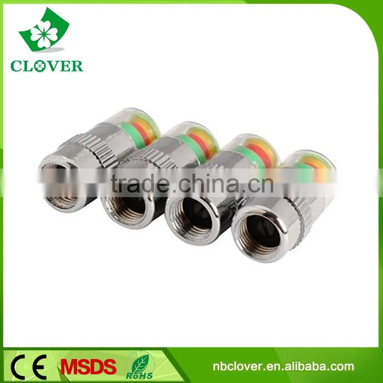 36PSI 2.4 Bar 4Pcs Car Tire Pressure Monitoring Air Alert Chromed Metal Car Tire Valve Caps