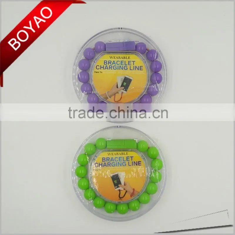 2016 popular Buddha Bead usb charging cable, wearable Bracelet usb charging cable, micro usb charging cable