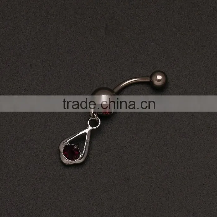 Fashionable 14 Gauge Surgical Steel Gem Paved Body Jewelry Vibrating Navel Rings
