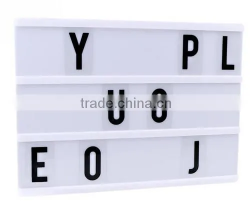 DC5V USB Wire Customized DIY Free Combination Letters Lamp Cinematic LED A4 Size Acrylic Light Box with Letter