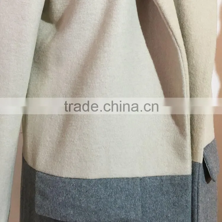 2016AW woolen garment customized woman's fashion long coats two tone joint