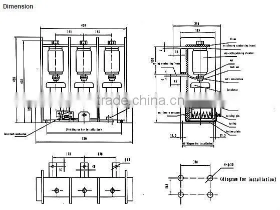 JCZ5-7.2kV vacuum contactor 160A 250A 400A 630A contactor 12KV Vacuum Contactor