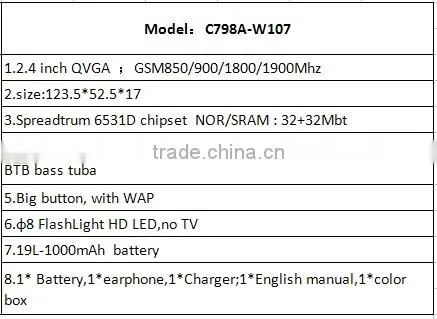 C798A-W107 Low Price China Cell Phone,Feature Phone