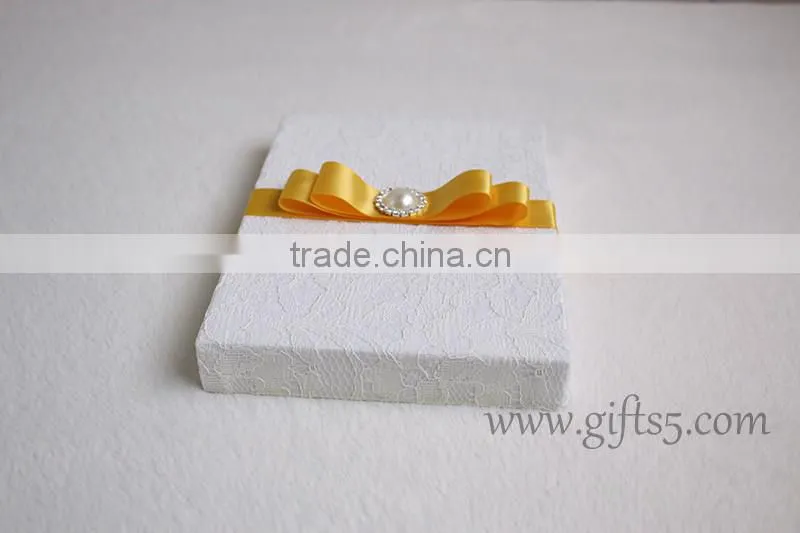 White lace fabric wedding invitation card box