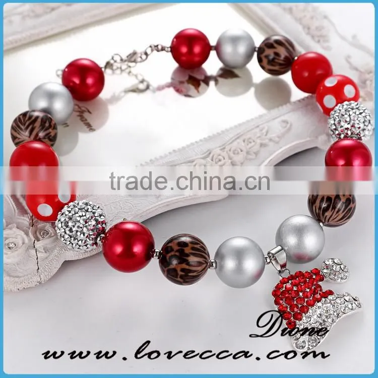 Handmade Christmas Stretch Bracelet With Snowman Hat painted Glass Bead