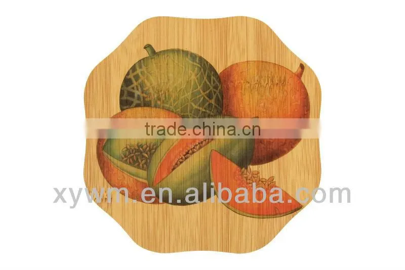 Colorful flower Bamboo Wooden Heating Coaster Kitchen Pad for Pan