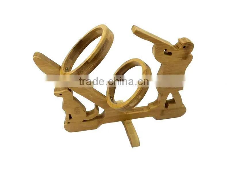 WR024/100% Bamboo Material Hot Sale Huntsman Shaped Folding Bamboo Wine Rack