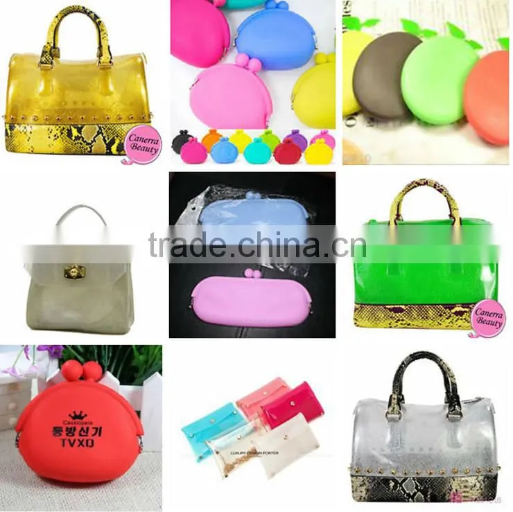 Fashion lady stylish GLITTER silicone jelly candy color bag