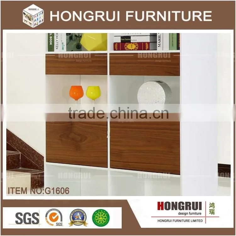 High quality MDF with white matte painting and walnut veneer kitchen cabinet factory living room cabinet