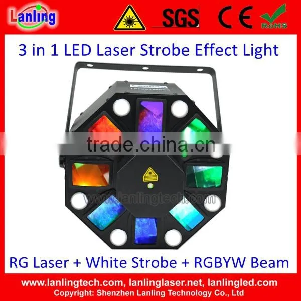 MixLEDLaser 8*3W White LED Strobe + 5*3W RGBWY LED Effect + 150mW RG 8Gobo Laser Light | 3 in 1 Led Lights Laser