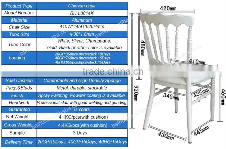 Wholesale white Wedding resin upholstered chiavari chair Napoleon chair