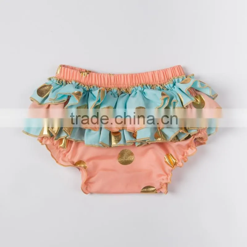 2016 sweet design ruffle diaper cover bloomers, polka dot ruffle bloomers for children in stock